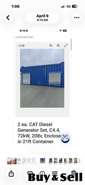 2 ea. CAT Diesel Generator Set, C4.4, 72kW, 208v, 