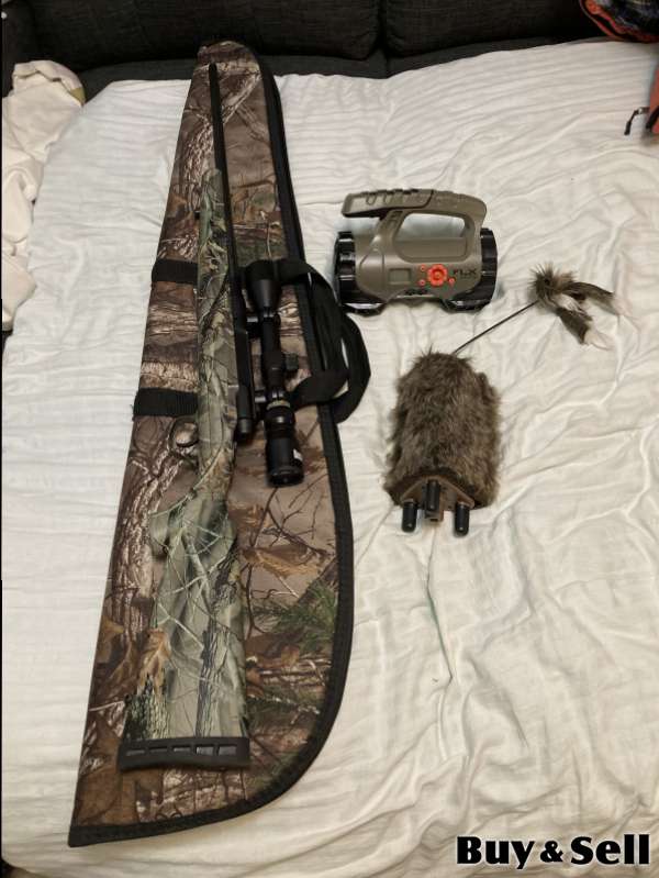 22/250 rifle and scope coyote hunting package