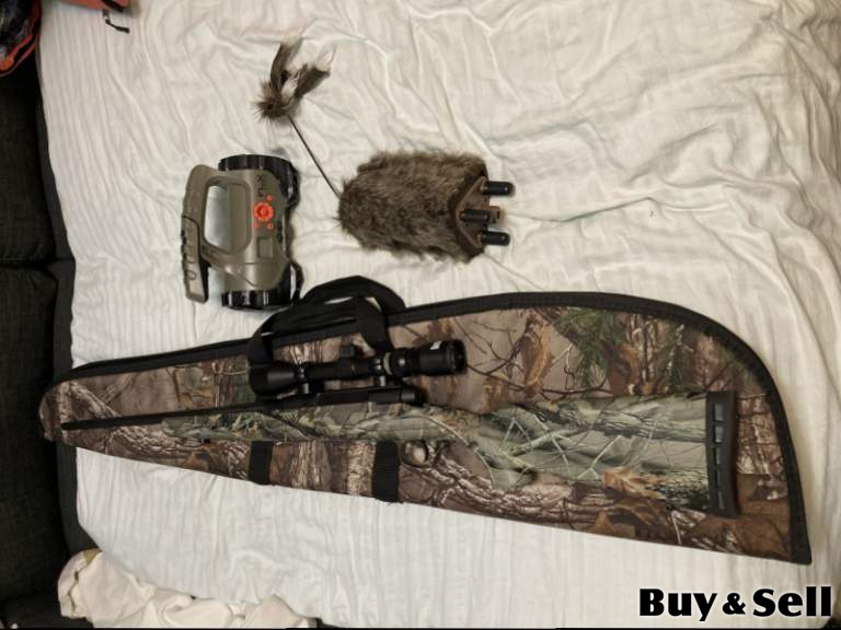 22/250 rifle and scope coyote hunting package