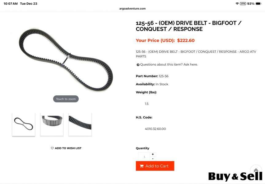 Argo Drive Belt