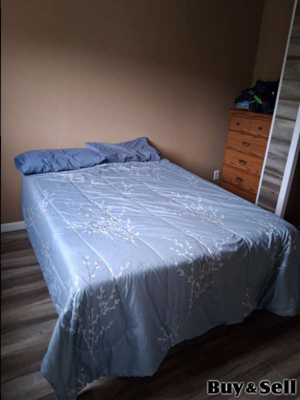 Couch ,recliner, table and two chairs,  double bed