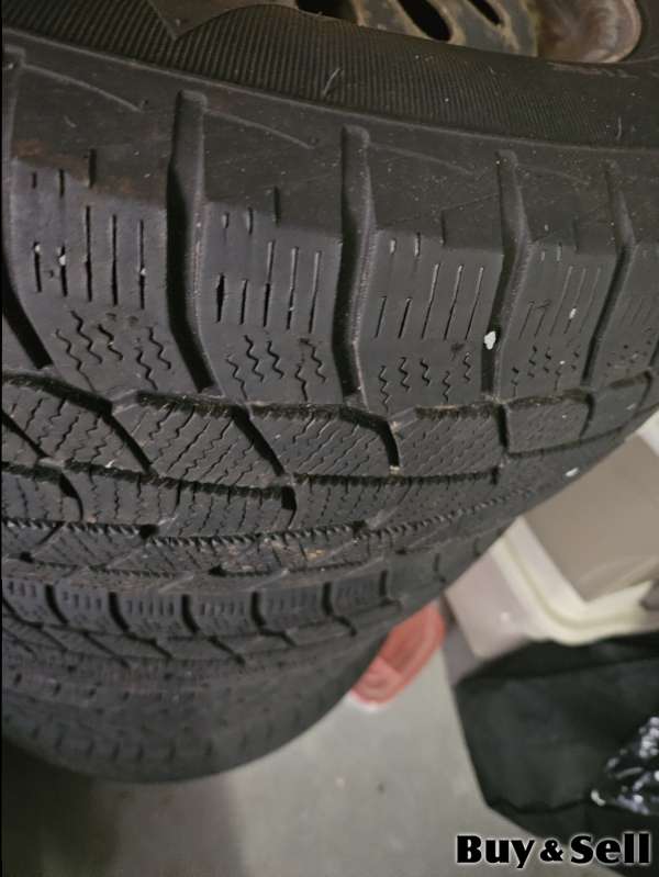 Four winter tires on steel rims