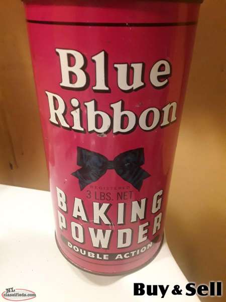 VTG Blue Ribbon Baking Powder Tin 