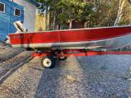 12ft. aluminum Boat 5 Hp Johnson motor and trailer