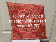 15x15inch cushion zipper red cover $3.70
