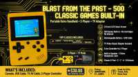 2 PLAYER HANDHELD GAMING UNIT, WITH 500 GAMES