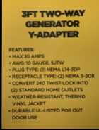3 FOOT TW0 WAY GENERATOR Y-ADAPTER - Photo 2 of 4