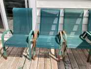 For Sale: 4 Green Patio Chairs - Photo 1 of 2