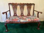 For Sale: Antique Chippendale-Style Settee/Upholst