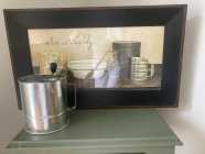 Antique flour sifter and picture. 