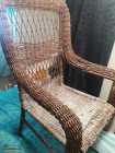 Antique Rattan Wicker Armchair, needs repair