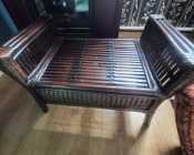 Bombay Company Wicker Foot Stool Bench w/ cushion 