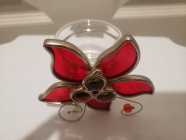 Candle holder glass with metal stand $1.75