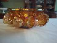 Carnival glass punch bowl set