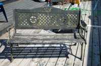 CAST IRON AND WOOD PARK STYLE PATIO BENCH