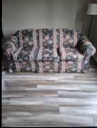 Couch ,recliner, table and two chairs,  double bed
