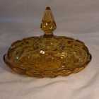 Depression Glass Butter Dish Amber