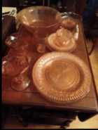 Collection of rare pink depression glass in excellent ...