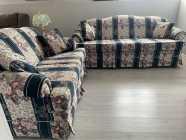 Floral Stripe Sofa and Loveseat Set