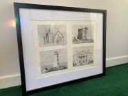 For Sale: Framed Local Charcoal Drawing Art