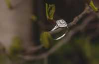 Glacier fire engagement ring/ bridal set