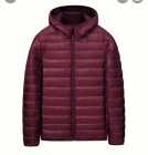 Hooded burgundy puffer jacket