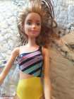 Mattel Barbie Blonde Beach Articulated Striped Swi