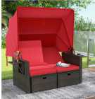Outdoor Patio Rattan Daybed w/Retractable Canopy - Photo 1 of 4