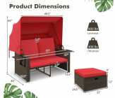 Outdoor Patio Rattan Daybed w/Retractable Canopy - Photo 2 of 4