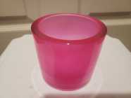 Pink glass candle holder $2
