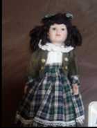 Porcelain Doll 16" w/stand with handmade display c