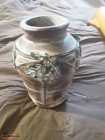 Rare Vintage Green Pottery Vase, Grape Metal