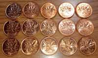 Set of 15 1962 UNC Canadian Pennies