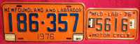 Set of 2 Vintage 1976 Newfoundland License Plates