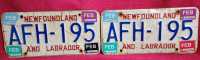 Set of 2 Vintage Newfoundland License Plates 1982