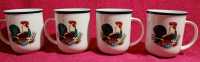Set of 4 Rooster Mugs - Includes Display Stand!