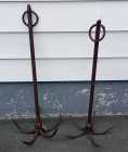Set of Two Vintage Forged Iron Anchors