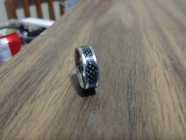 Silver-Tone Titanium Ring w/ Carbon Fibre Inlay - Photo 2 of 5