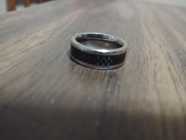 Silver-Tone Titanium Ring w/ Carbon Fibre Inlay - Photo 3 of 5