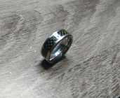 Silver-Tone Titanium Ring w/ Carbon Fibre Inlay - Photo 4 of 5