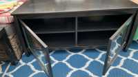 Black TV Stand with shelving/glass doors  - Photo 1 of 2