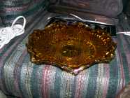 Vintage 1970's Marigold Carnival Glass Candy Dish 