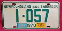 Vintage 1970 Newfoundland License Plate