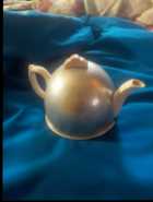 Vintage Ceramic Tea Pot Metal Insulated Cover, Eng