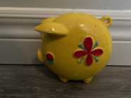 For Sale: Vintage Ceramic Yellow Piggy Bank