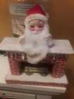 Vintage Rubber Santa Cardboard Putz Fireplace