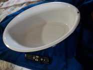 VTG Oval Enamelware Baby Bath, Blue Rim