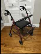 Walker with wheels, handles, seat & basket