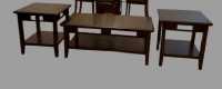 Wooden Coffee Table and Matching End Tables Set