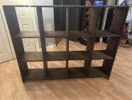 Wooden shelving unit built for vinyl storage 